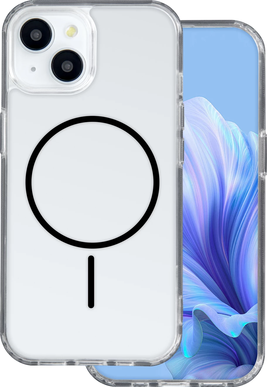 Mbështjellës ONASI Anti Shock Thin Mag (MPN 23664) për iPhone 16, MagSafe 1800 Gs, transparent me magnet të zi