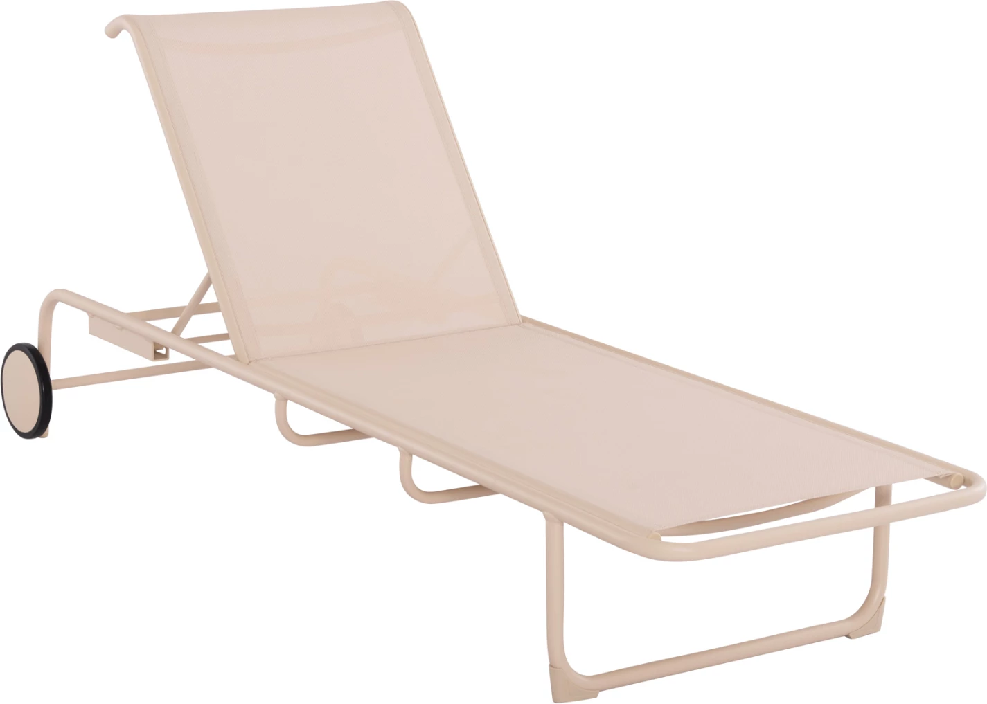 Shezlong alumini RIBEN me pëlhurë Teslin & rrota FH6293.04 ngjyrë kapuçino 210x78x91Hcm