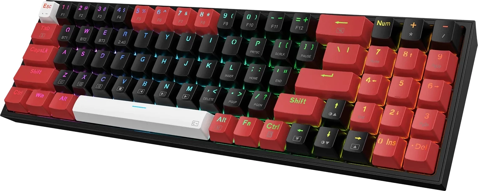 Tastierë mekanike Redragon Pollux K628RGB Pro 75% (78 taste), RGB, Outemu Red, USB-C/2.4GHz/Bluetooth