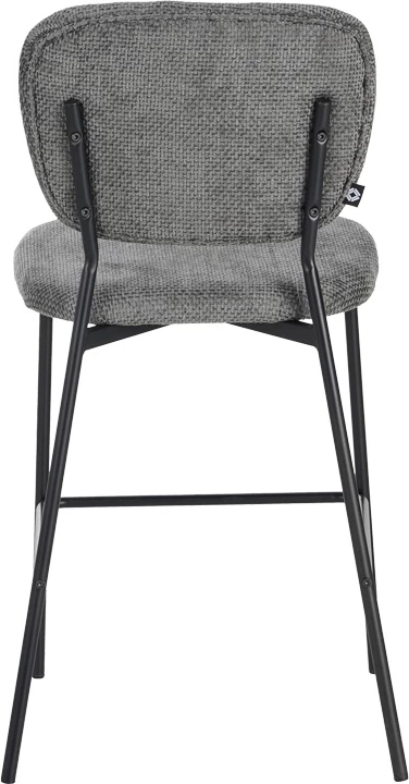 Karrige për bar Cathair, pëlhurë bouclé, ngjyrë gri e errët, këmbë metalike të zeza, 48x54x100cm