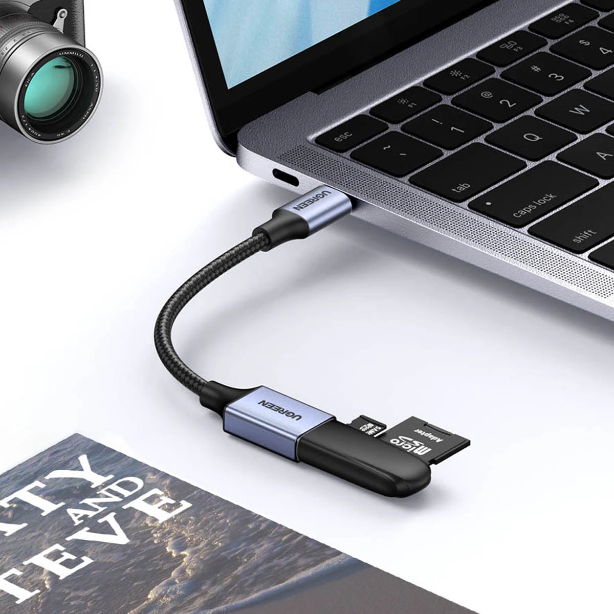Kabllo adapter OTG Ugreen US378, USB-C (mashkull) në USB-A (femër), 0.15m, e zezë