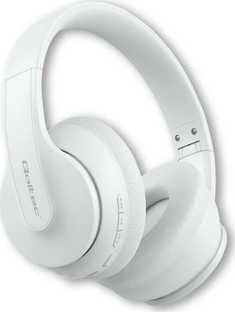 Kufje pa kabllo Qoltec 50845, Bluetooth 5.0, on-ear, me mikrofon, kontroll volume, të bardha