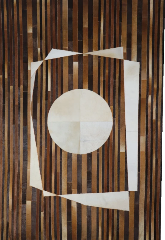 Qilim për dhomë dite, lëkurë, lesh, kafe, e zezë, bezhë, 160x240cm