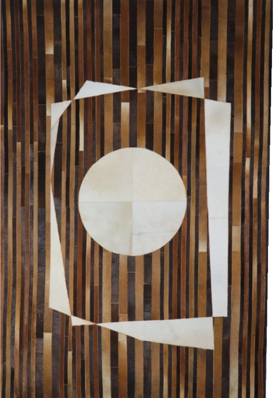 Qilim për dhomë dite, lëkurë, lesh, kafe, e zezë, bezhë, 160x240cm