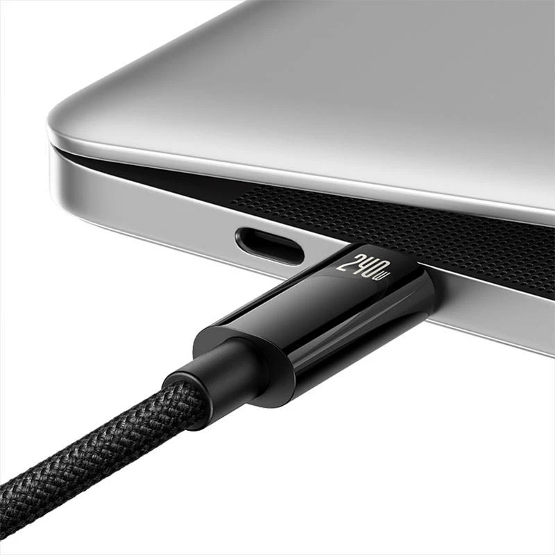 Kabllo USB-C në USB-C Baseus Tungsten Gold, 3m, 240W, e zezë