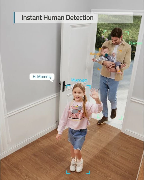 Kamerë e brendshme sigurie Anker Eufy Security T8410322, 2K, 360° pan / 90° tilt, Wi‑Fi 2.4GHz, audio dy‑drejtimëshe, bardhë/zezë