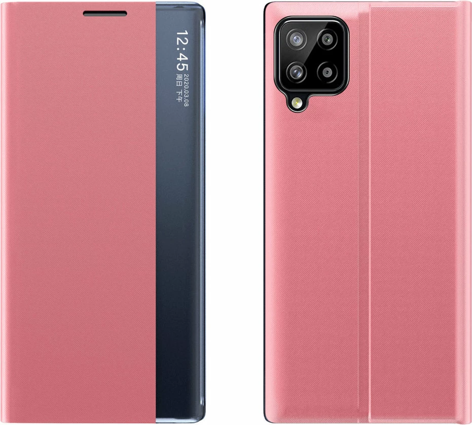 Mbështjellës Hurtel Sleep Case Bookcase me smart window për Samsung Galaxy A22 4G, Rozë