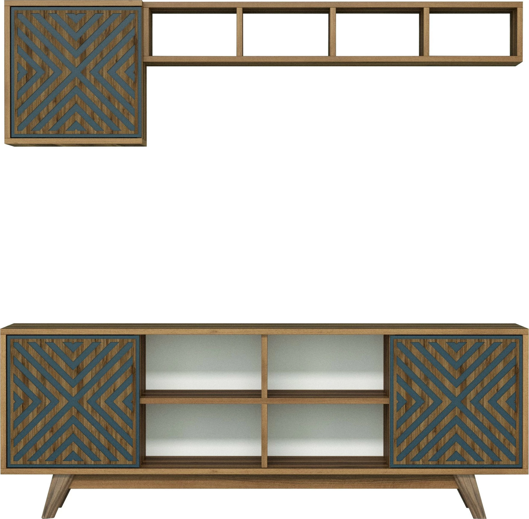Komodë TV Hanah Home, Inci, ngjyrë arre, blu