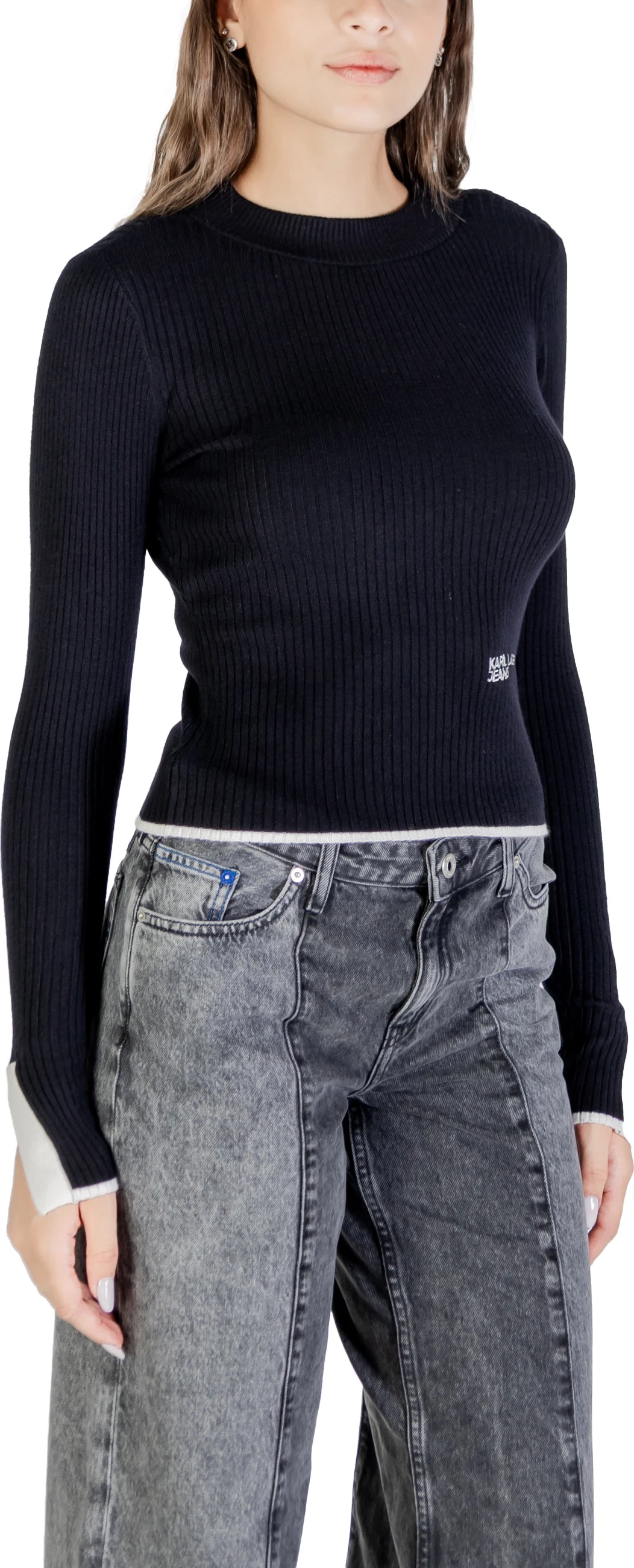 Xhemper për femra Karl Lagerfeld Jeans KLJ Mock Neck A3W18006, i zi [Madhësia: L]