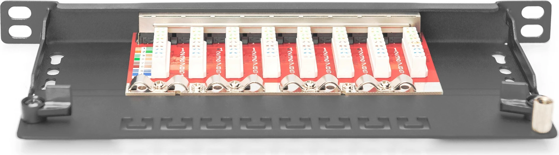 Patch panel Digitus Cat6a 8-portë, rackmount, i zi