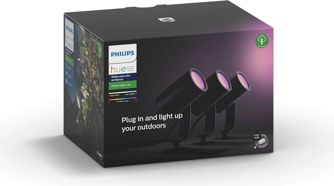 Dritë e jashtme Philips Hue Lily, Smart, ZigBee, LED, E zezë