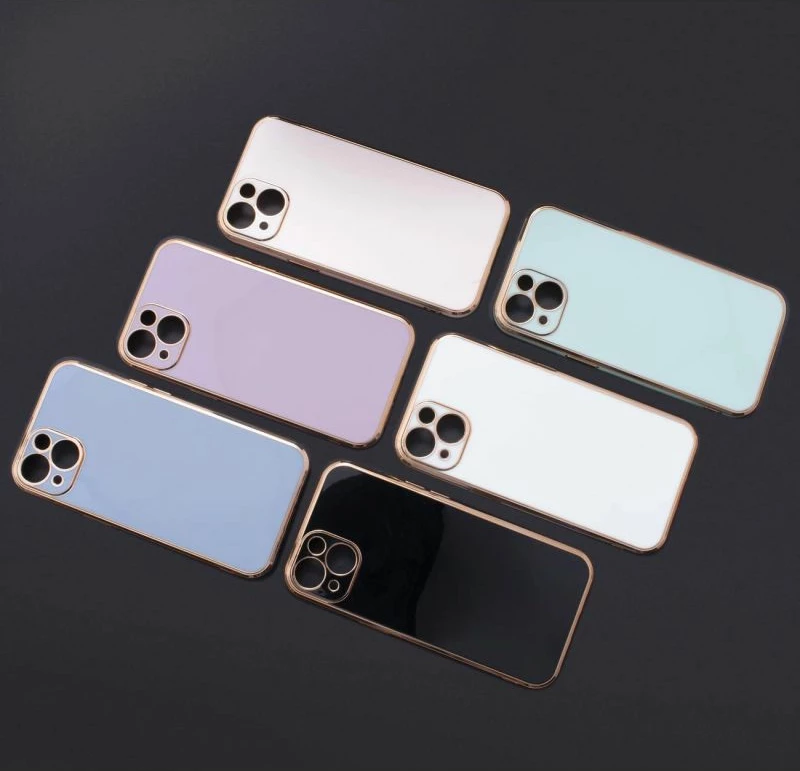 Kapak telefoni Hurtel Fashion Case për iPhone 12 Pro Max, kaltër me kornizë të artë [Ngjyra: Kaltër]