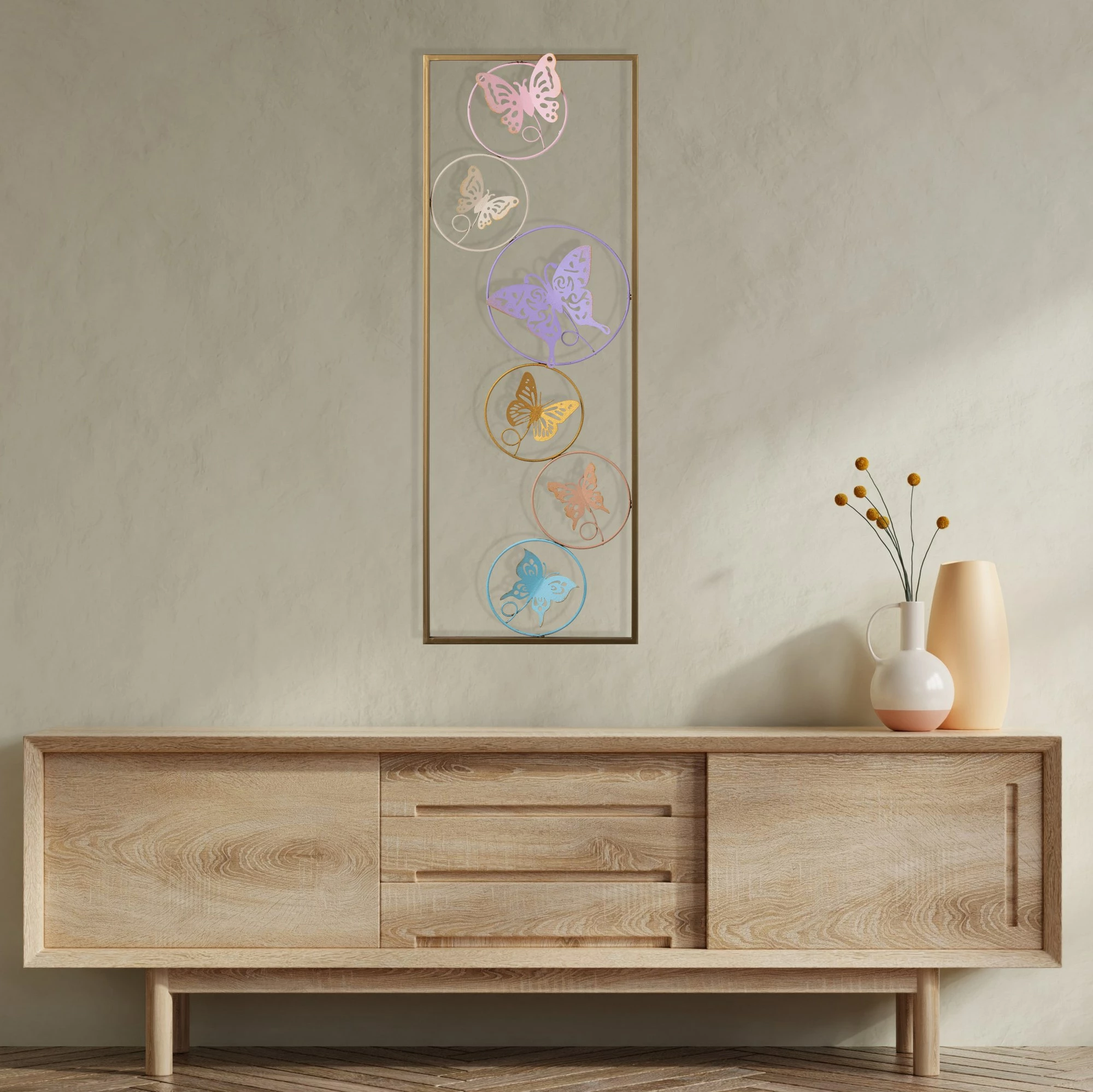 Aksesor dekorativ metalik Wallity, Dream - 2, shumëngjyrësh, 32x5x90cm