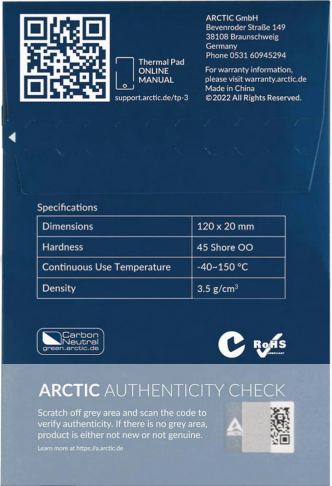 Pad termik ARCTIC TP-3, blu