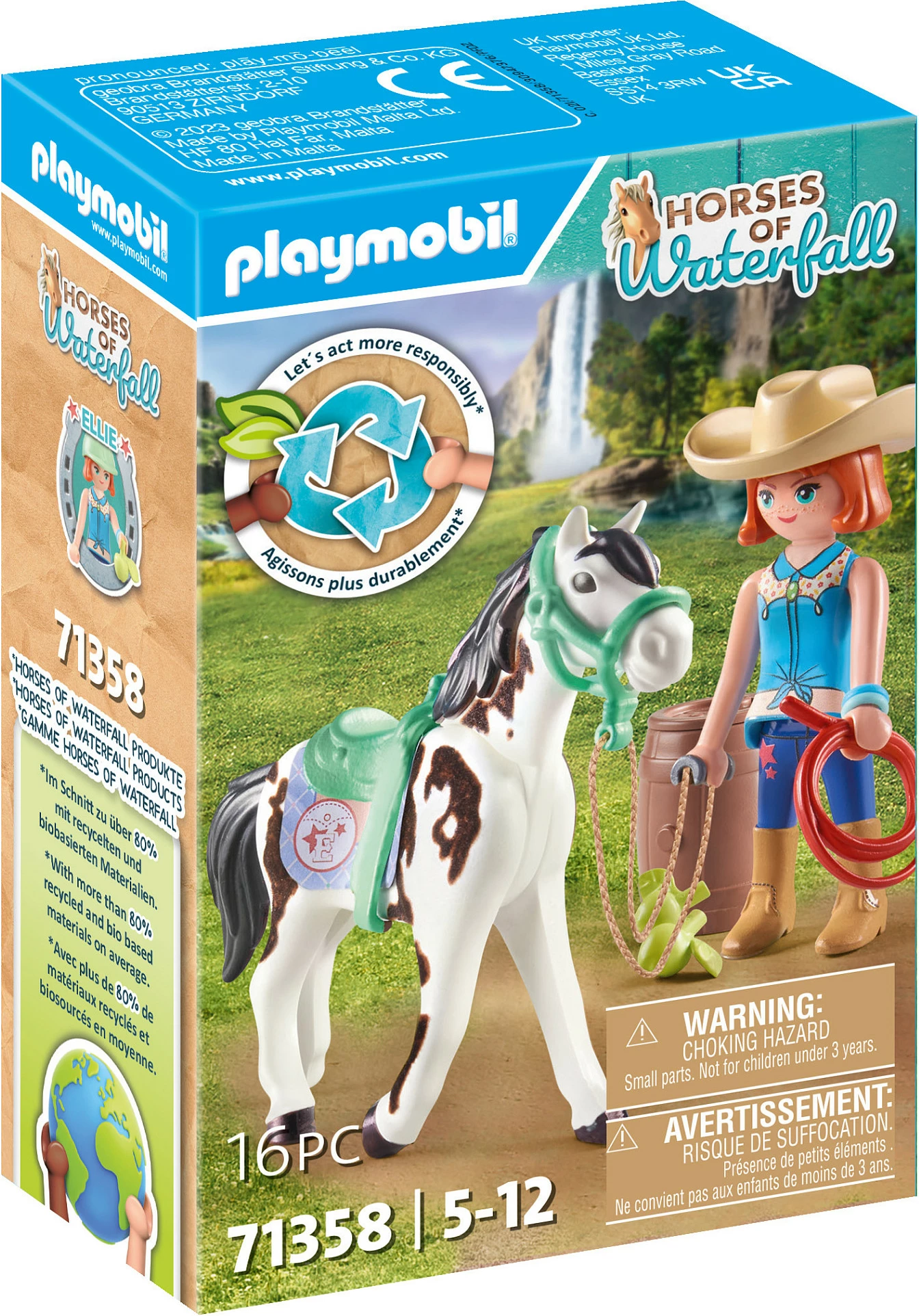 Set figurash lodër Playmobil Horses of Waterfall 71358, Ellie me kalë dhe aksesorë western, shumëngjyrësh