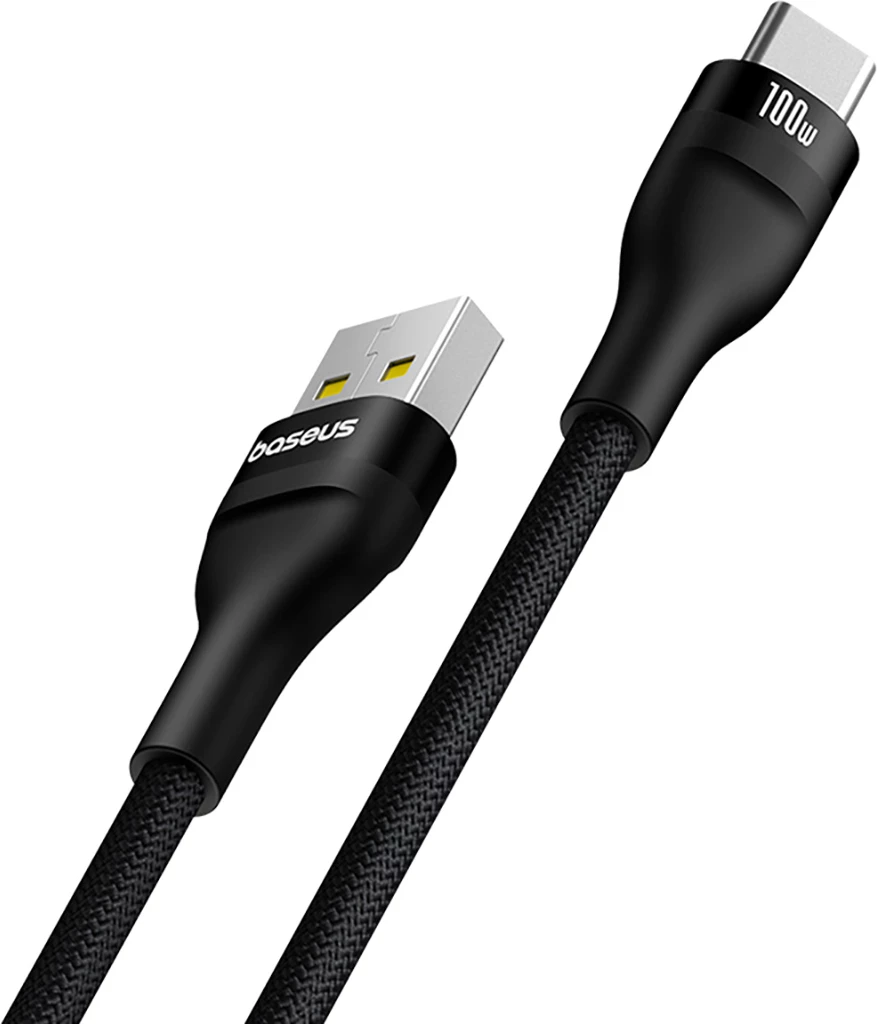 Kabllo Baseus Flash 2, USB-A në USB-C, 2m, 100W, e zezë