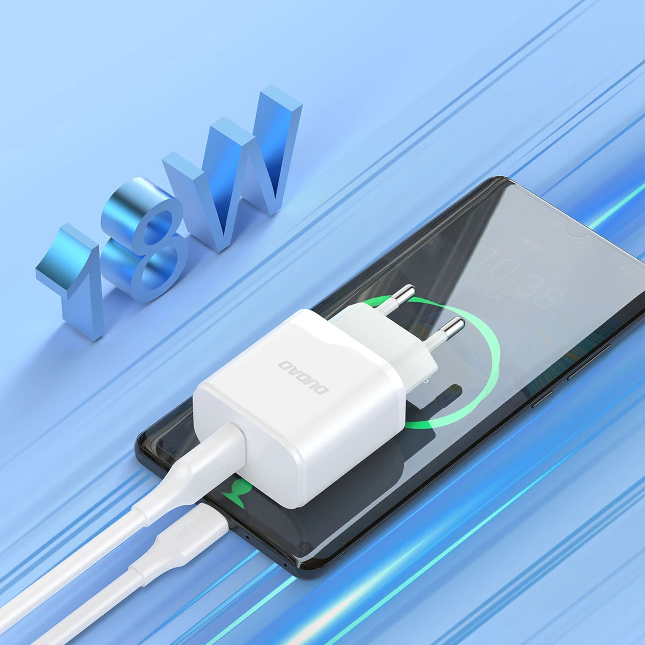Karikues rrjeti Dudao A20EU me kabllo USB-A në micro USB, 18W, Bardhë