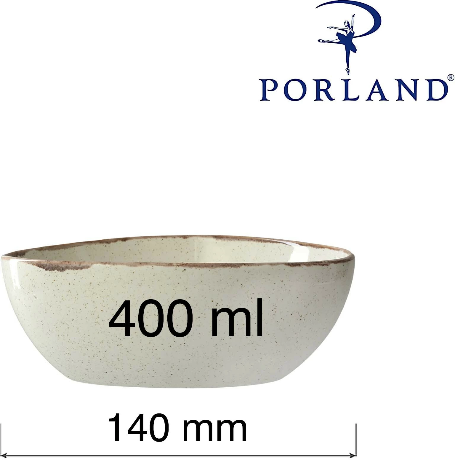 Tas trekëndor Porland Seasons Sand 400 ml 140 mm porcelan, krem, set 6 copë