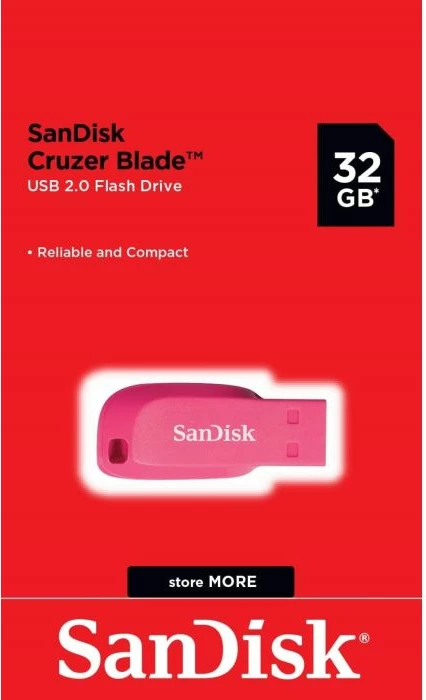 USB stik, SanDisk, Cruzer Blade SDCZ50C-032G-B35PE, 32GB, USB-A 2.0, rozë, 1 copë