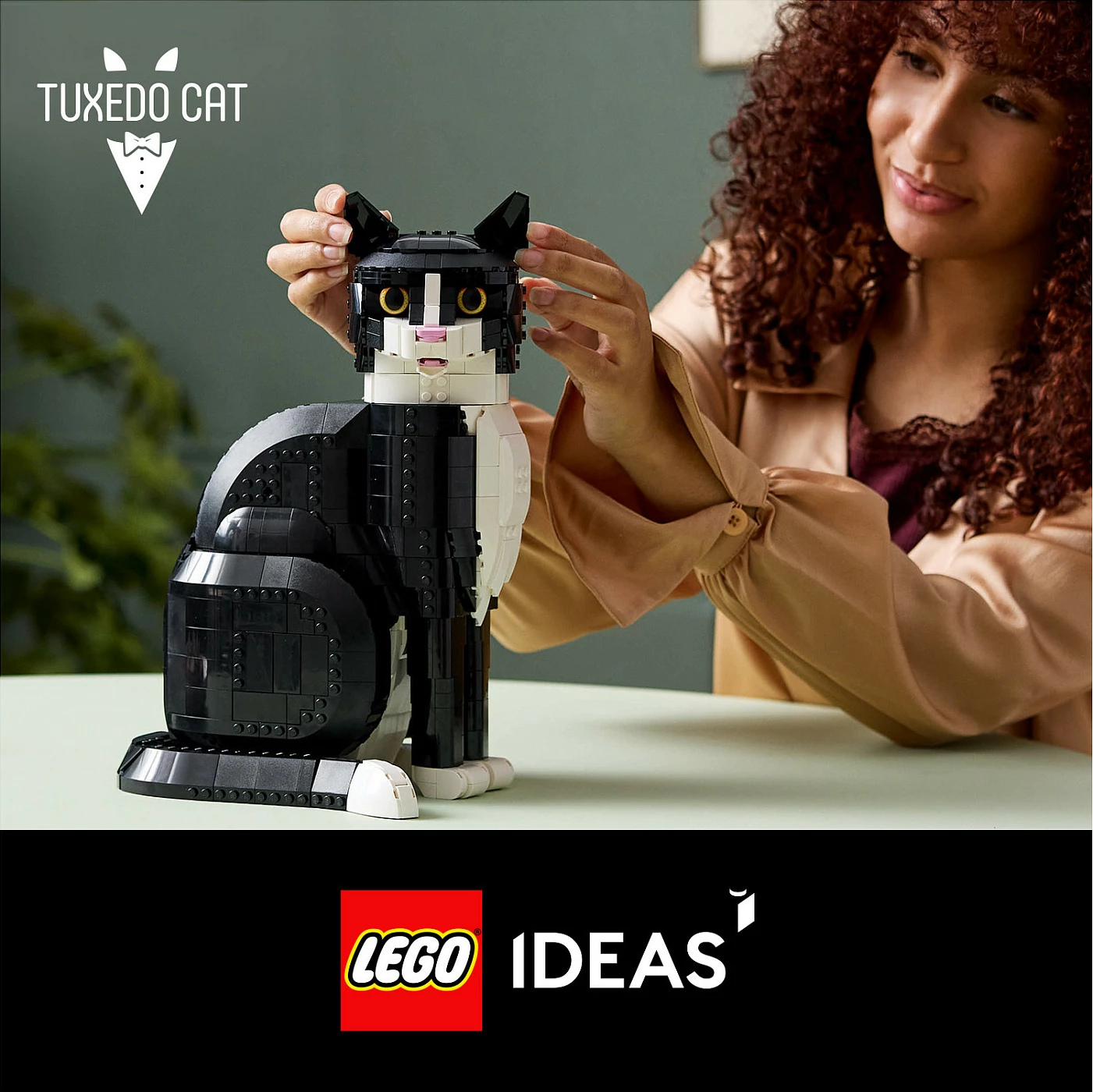 Set ndërtimi LEGO Ideas Tuxedo Cat 21349, 1710 pjesë, 18+, zi/bardhë