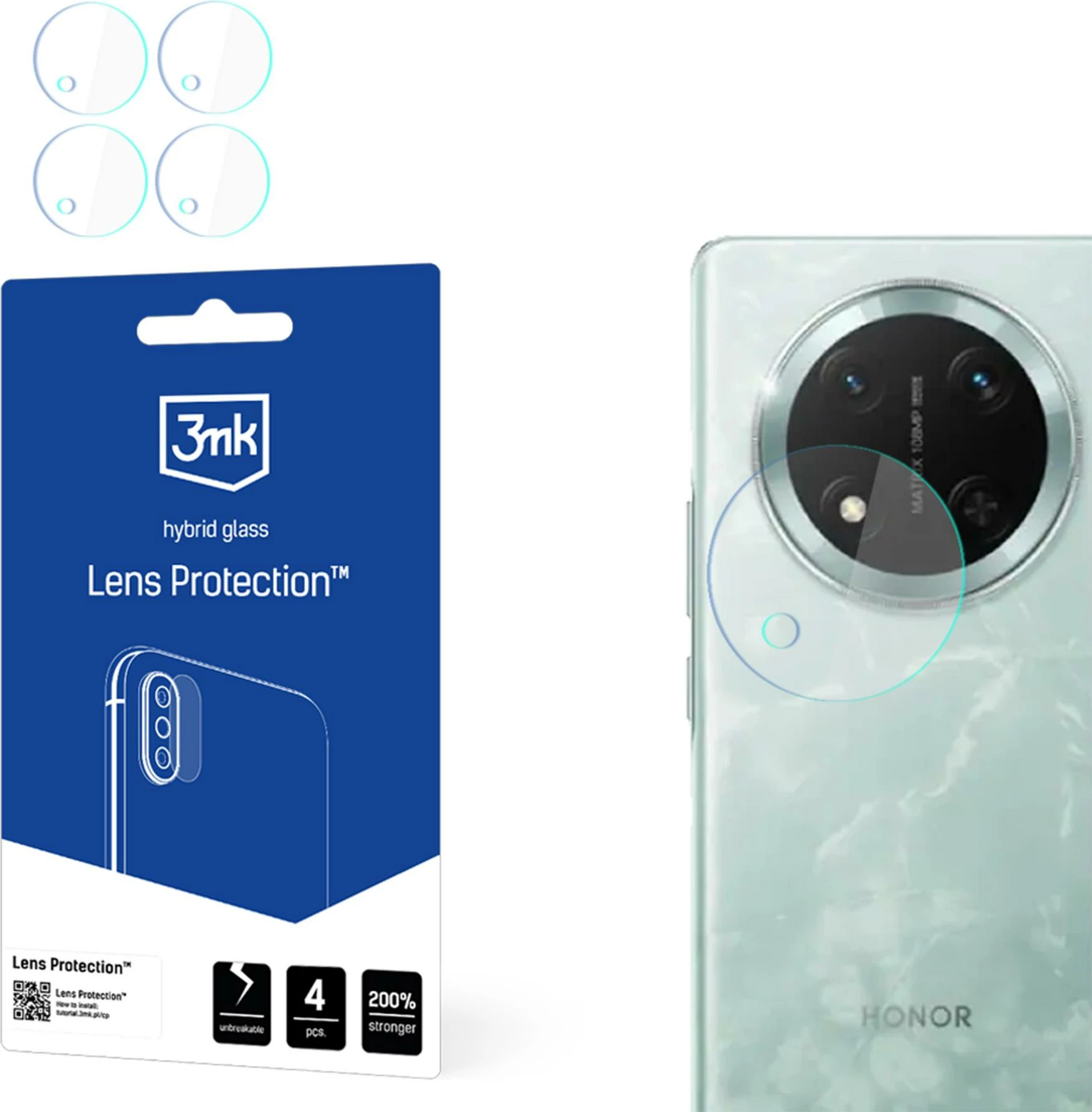 Xham hibrid për kamera, 3mk Protection, për Honor Magic7 Lite, 4 copë