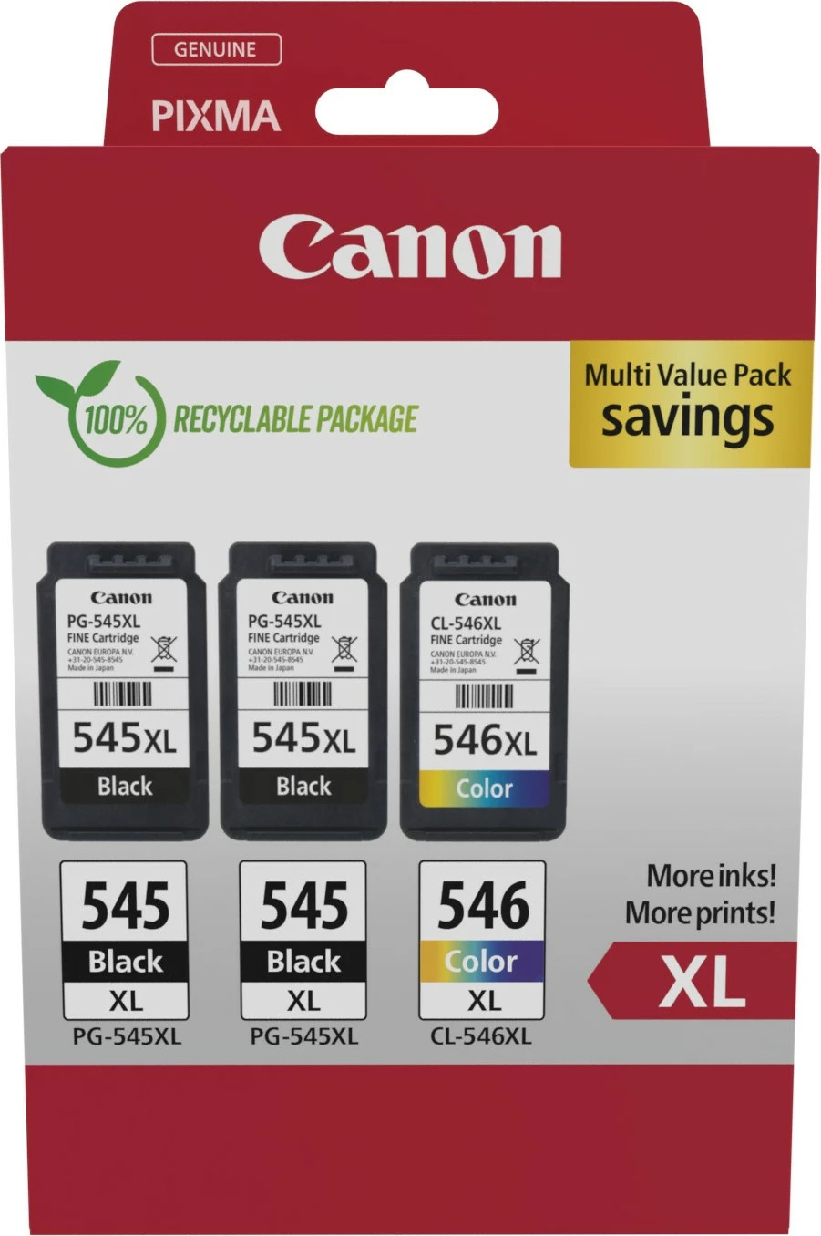 Toner Canon 8286B013, High (XL) Yield, Black, Cyan, Magenta, Yellow, 15 ml, 13 ml, 3 pc(s), Multi pack