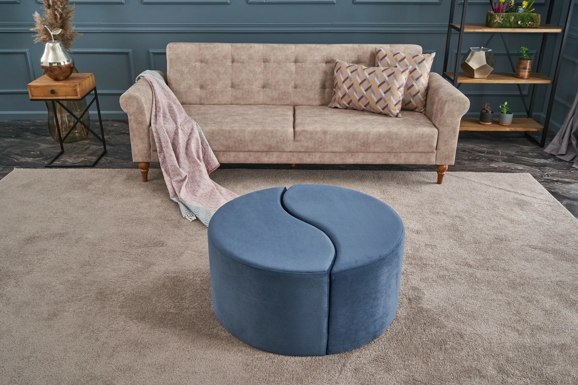 Puf Atelier del Sofa, Alis, kadife blu