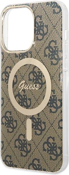 Mbështjellës Guess 4G MagSafe për iPhone 15 Pro Max, Kafe