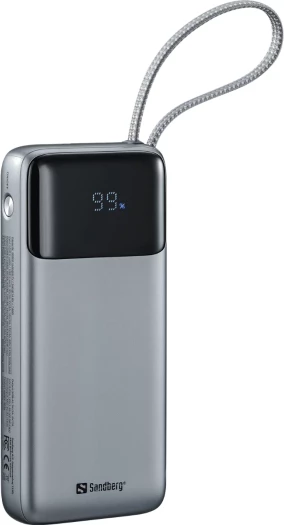 Powerbank Sandberg All-in1 20000mAh PD 67W me kabllo USB-C të integruar, gri
