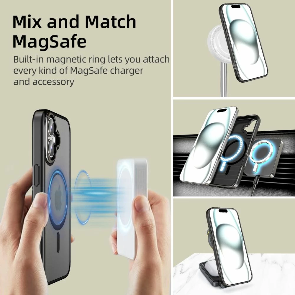 Mbështjellës Tech-Protect MagEdge për iPhone 16, MagSafe, gjysmë-transparent