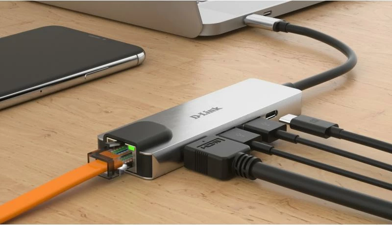 Docking station USB-C, D-Link DUB-M520, HDMI 4K, 2x USB 3.0, RJ45 Gigabit, USB-C PD 60W, argjendtë/zi