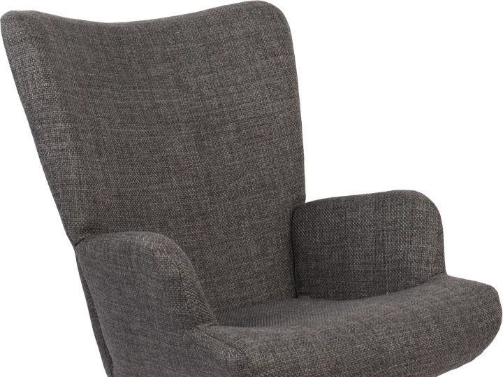 Karrige lëkundëse Jianna, material tekstili ngjyrë gri e errët, këmbë natyrale, 79x64x89cm