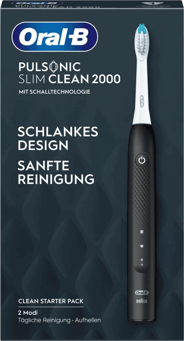 Furçë dhëmbësh elektrike, Oral-B, Pulsonic Slim Clean 2000 C150152, 2 mënyra pastrimi, e zezë, set fillestar