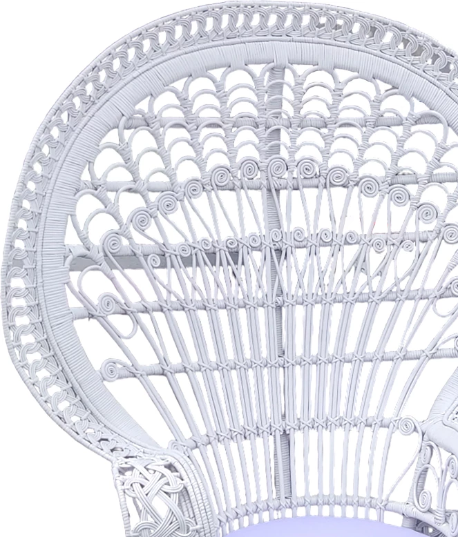 Fotelja Dorothy Inart me jastëk të bardhë, ratan i bardhë, 115x57x150 cm