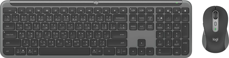 Set tastierë + maus Logitech Signature Slim Combo MK950, wireless 2.4GHz/Bluetooth, full-size me numpad, 4000 dpi, US INT'L, Graphite