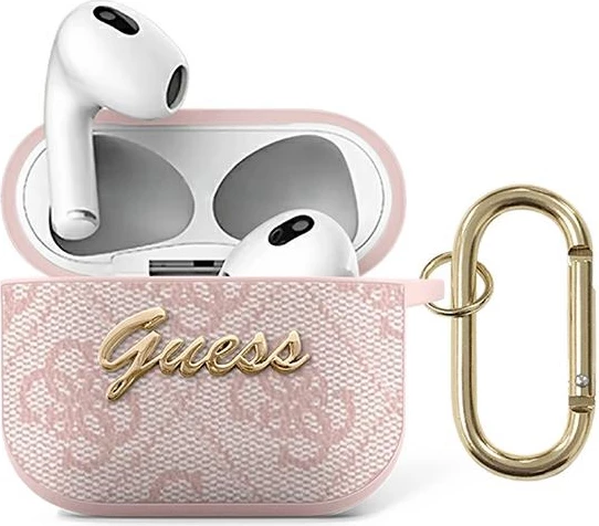 Mbështjellës Guess GUA34GSMP për AirPods 3, 4G Script Metal Collection, Rozë