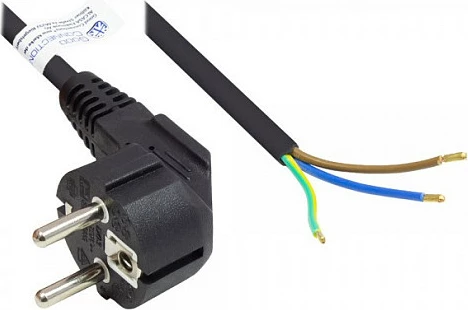 Kabllo rryme GoodConnections P0185-S030, 3 m, prizë E+F (CEE 7/7) 90°, H05VV-F3G 3G1mm², 250 V 10 A, e zezë