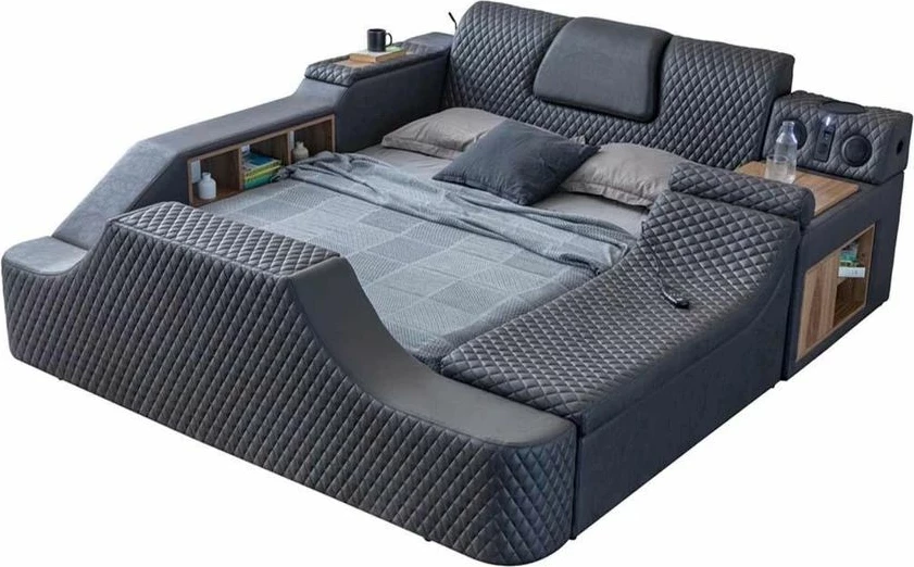 Krevat dopio me funksione smart, ngjyrë e zezë, Skye Decor Escape