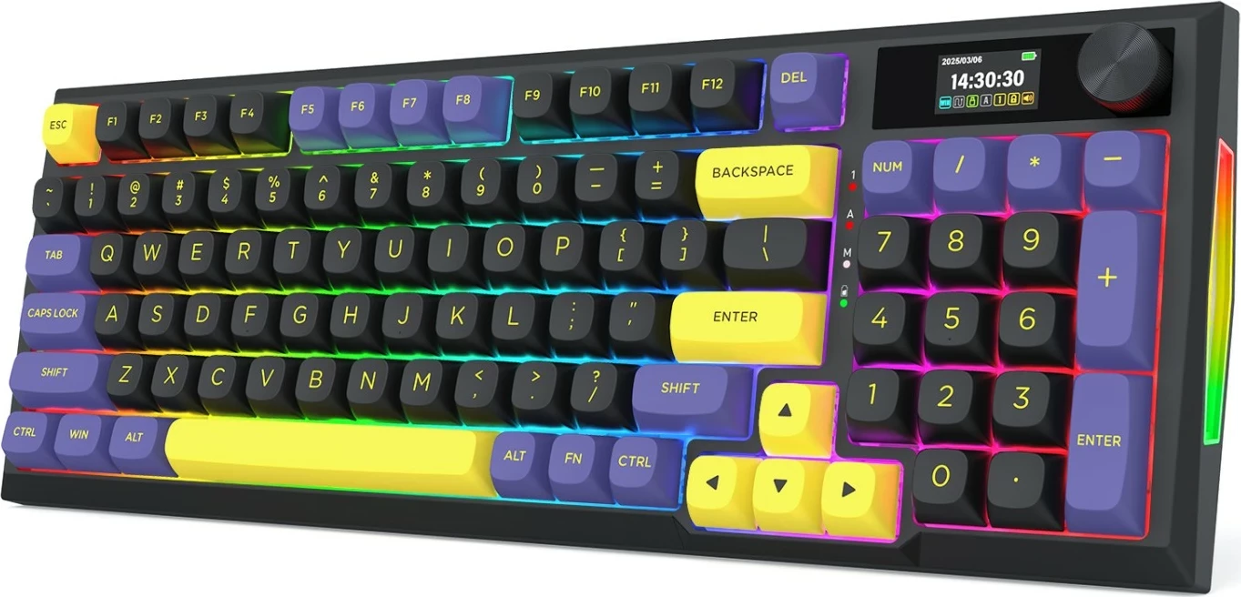 Tastierë gaming Redragon Glintstone K725LBY-RGB-PRO, mekanike 96%, wireless/wired, RGB, e zezë