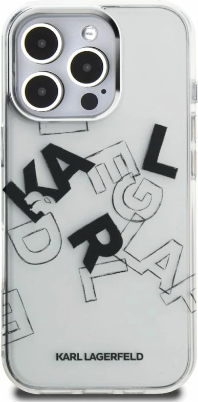 Kapak telefoni Karl Lagerfeld IML Sketched Graphic për iPhone 16 Pro, transparent