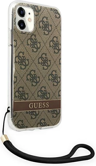 Mbështjellës Guess GUOHCN61H4STW për iPhone 11, 4G Print Strap, Kafe