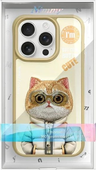 Mbështjellës Nimmy Cool&Cute 2.0 Cat për iPhone 15 Pro 6.1", hardcase TPU/PC, Gjelbër, në kuti