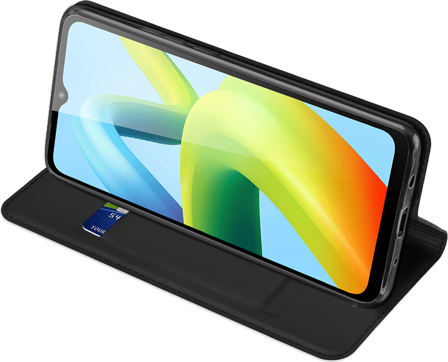 Mbështjellës Dux Ducis Skin Pro për Xiaomi Redmi A1+, me kapak, xhep kartelash dhe stand, e zezë