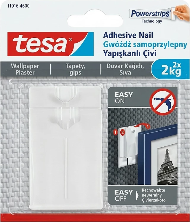 Gozhdë ngjitëse Tesa 77776-00000, 2x 2 kg, për tapet/suva (gips), e bardhë