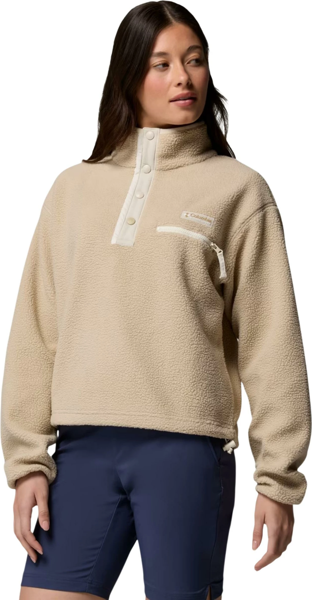 Duks fleece për femra Columbia Helvetia II Cropped Half Snap 2092231, bezhë e çelët