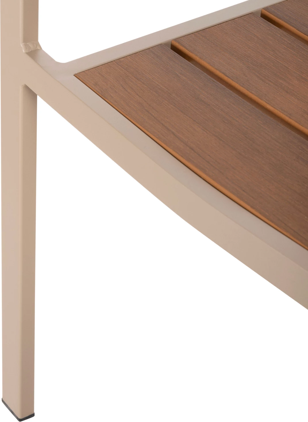 Karrige alumini SAGA FH5127.04, ngjyrë shampanjë, me ulëse dhe mbështetëse polywood, 55x52x86H cm