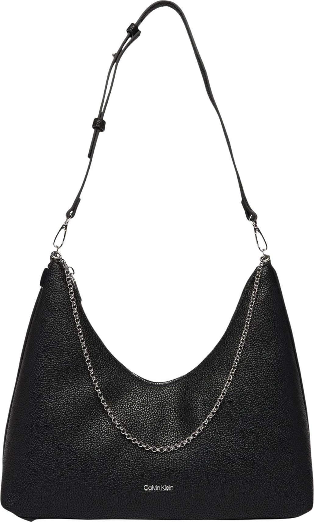 Çantë krahu për femra Calvin Klein EMBLEM HW PEBBLE LV04F3495G, e zezë