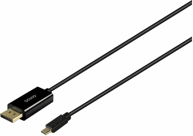 Kabllo USB-C në DisplayPort Savio CL-207, e zezë, 2m