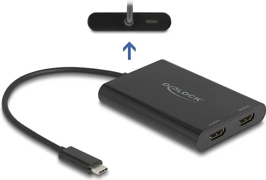 Adapter DeLOCK 64309 USB-C në HDMI + USB-C PD, 0.2m, 4K 60Hz, i zi