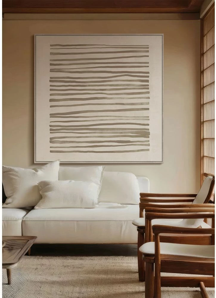 Pikturë dekorative RAYA B me kornizë, kanavacë, bezhë-kafe-dru natyral, 100x100x4cm